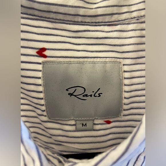 Rails White Blouse Stripes with Red Hearts Size M - Picture 3 of 6